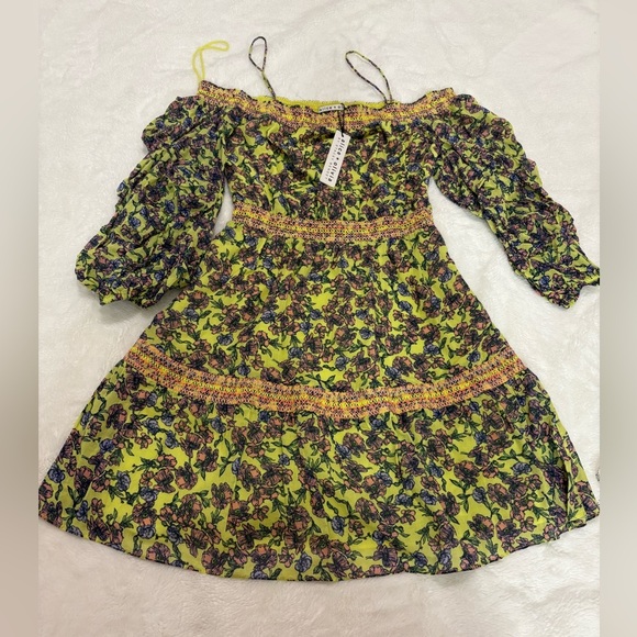 Alice + Olivia Dorothy Off Shoulder Floral Mini Dress Size 2 NWT - Picture 7 of 13